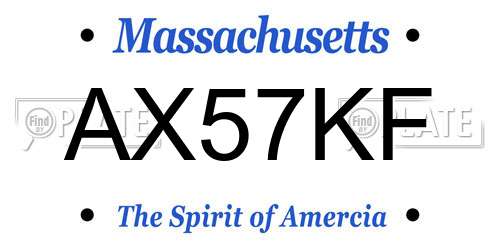 AX57KF Massachusetts License Plate