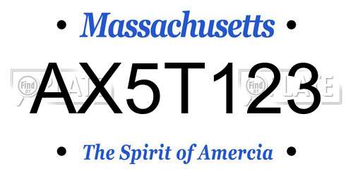 AX5T123 Massachusetts License Plate