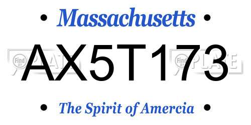 AX5T173 Massachusetts License Plate
