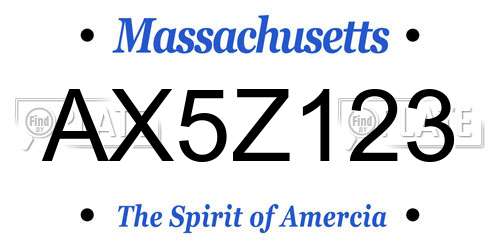 AX5Z123 Massachusetts License Plate