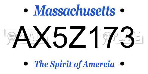 AX5Z173 Massachusetts License Plate