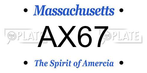 AX67 Massachusetts License Plate
