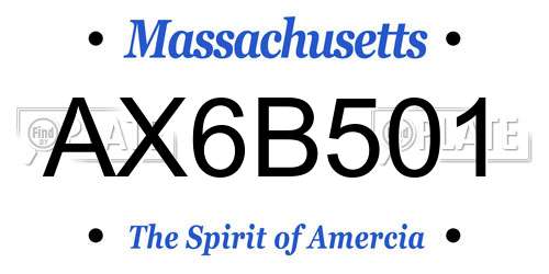 AX6B501 Massachusetts License Plate