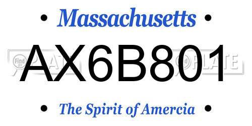 AX6B801 Massachusetts License Plate