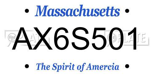 AX6S501 Massachusetts License Plate