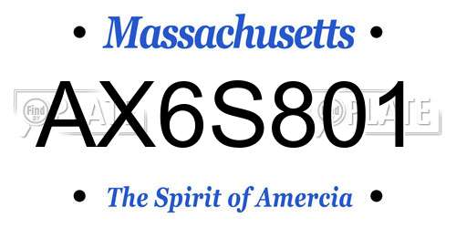 AX6S801 Massachusetts License Plate
