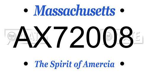 AX72008 Massachusetts License Plate