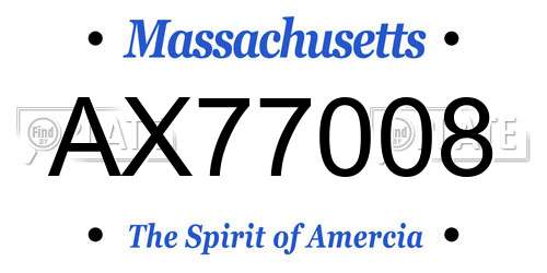 AX77008 Massachusetts License Plate