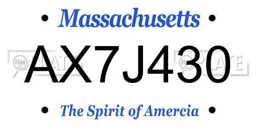 AX7J430 Massachusetts License Plate