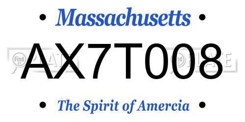AX7T008 Massachusetts License Plate