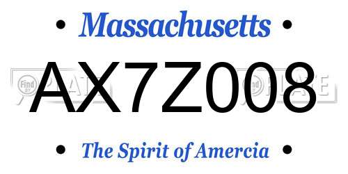 AX7Z008 Massachusetts License Plate