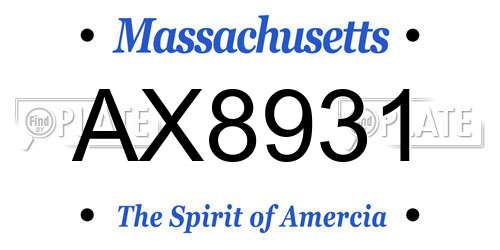 AX8931 Massachusetts License Plate