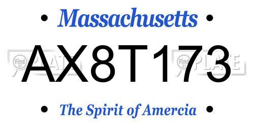 AX8T173 Massachusetts License Plate