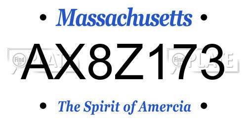 AX8Z173 Massachusetts License Plate