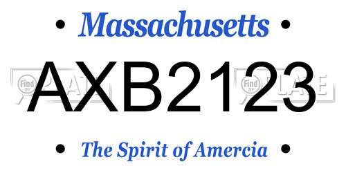AXB2123 Massachusetts License Plate