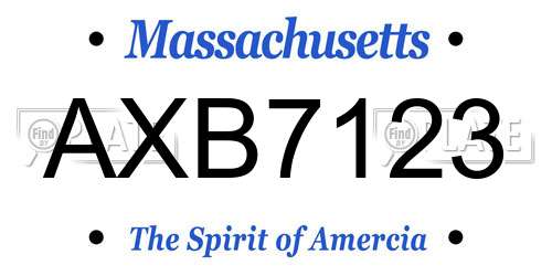 AXB7123 Massachusetts License Plate