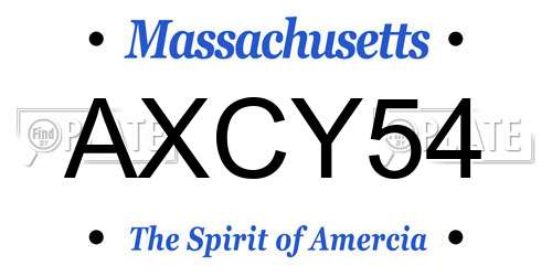 AXCY54 Massachusetts License Plate