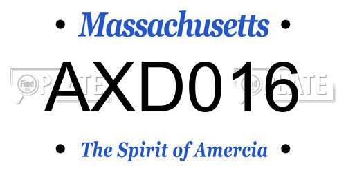 AXD016 Massachusetts License Plate