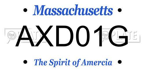AXD01G Massachusetts License Plate