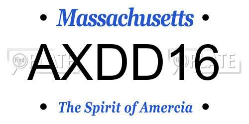 AXDD16 Massachusetts License Plate