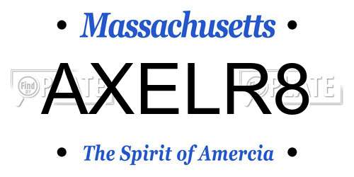 AXELR8 Massachusetts License Plate