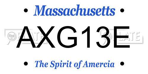 AXG13E Massachusetts License Plate