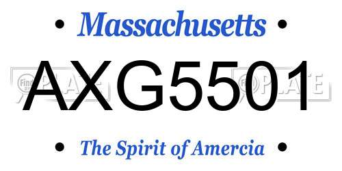 AXG5501 Massachusetts License Plate