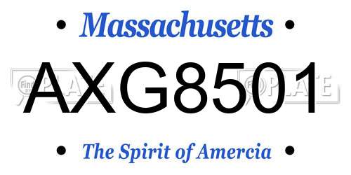 AXG8501 Massachusetts License Plate