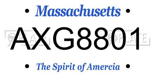 AXG8801 Massachusetts License Plate