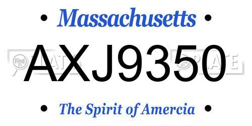 AXJ9350 Massachusetts License Plate
