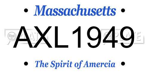 AXL1949 Massachusetts License Plate