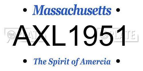 AXL1951 Massachusetts License Plate