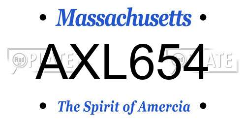 AXL654 Massachusetts License Plate