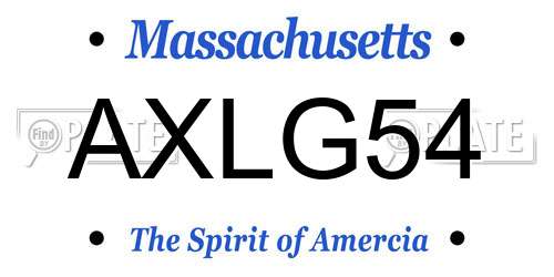 AXLG54 Massachusetts License Plate