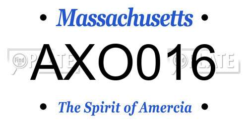 AXO016 Massachusetts License Plate