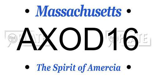 AXOD16 Massachusetts License Plate