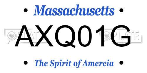 AXQ01G Massachusetts License Plate