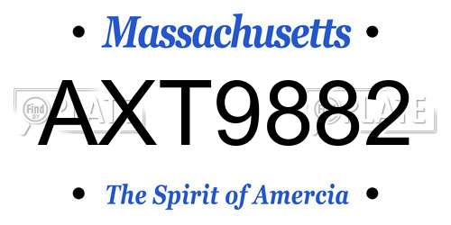 AXT9882 Massachusetts License Plate