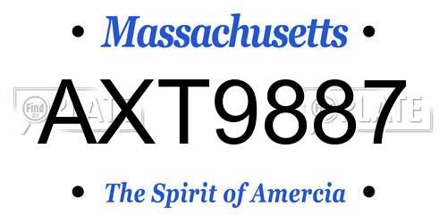 AXT9887 Massachusetts License Plate