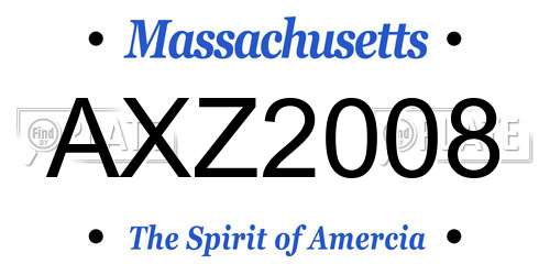 AXZ2008 Massachusetts License Plate