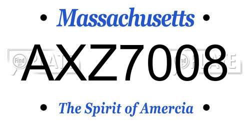 AXZ7008 Massachusetts License Plate