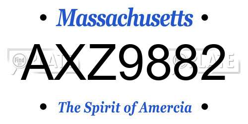 AXZ9882 Massachusetts License Plate