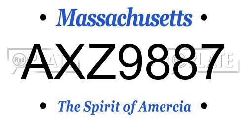 AXZ9887 Massachusetts License Plate