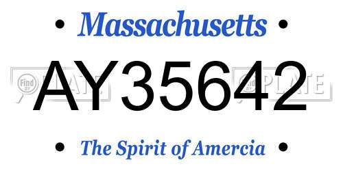 AY35642 Massachusetts License Plate