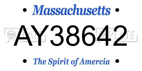 AY38642 Massachusetts License Plate