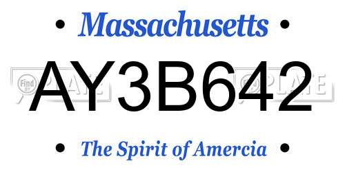 AY3B642 Massachusetts License Plate