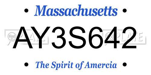 AY3S642 Massachusetts License Plate