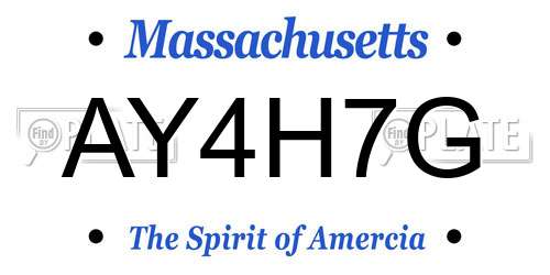 AY4H7G Massachusetts License Plate