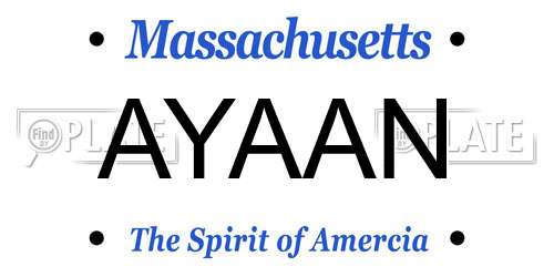 AYAAN Massachusetts License Plate