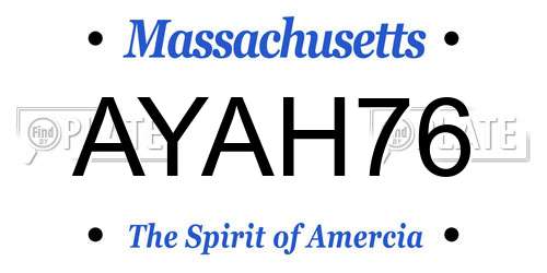 AYAH76 Massachusetts License Plate